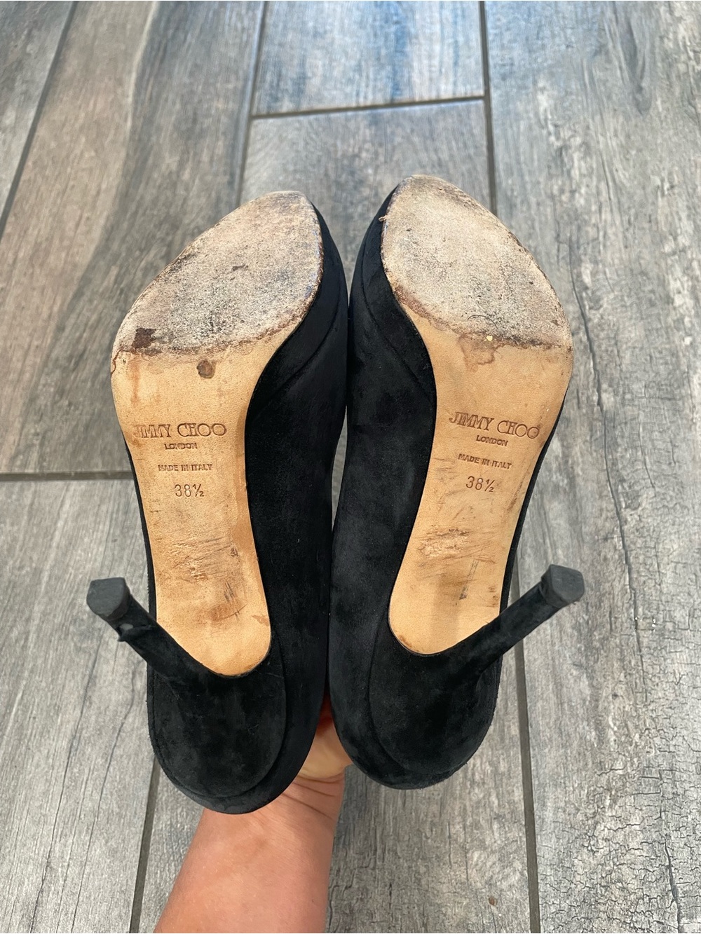 Jimmy Choo Black Suede Pointed-Toe Stiletto Pumps - Picture 7 of 16